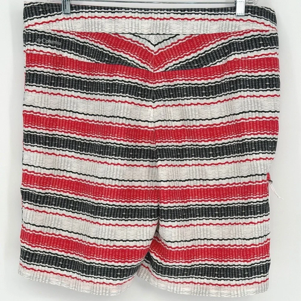 Columbia Omni Shield Swim Trunks Board Shorts Red Black White Stripe 38 48 99-19